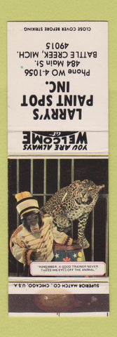 Matchbook Cover - Larry's Paint Spot Battle Creek MI monkey WEAR