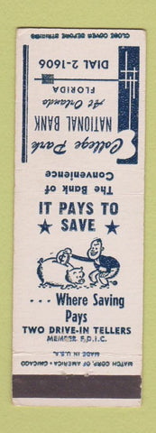 Matchbook Cover - College Park National Bank Orlando FL