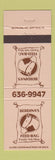 Matchbook Cover - Berdina's Feed Bag Sub Sandwiches horse