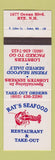 Matchbook Cover - Ray's Seafood Restaurant Rye NH lobster
