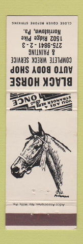 Matchbook Cover - Black Horse Auto Body Norristown PA horse