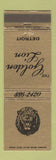 Matchbook Cover - Golden Lion Detroit MI