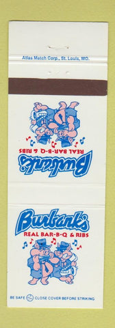 Matchbook Cover - Burbank's BBQ Ribs pig
