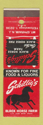 Matchbook Cover - Schillig's Black Horse Farm Mount Ephraim NJ