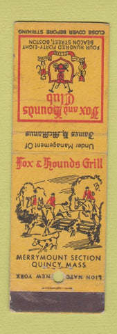 Matchbook Cover - Fox and Hounds Club Boston MA WEAR