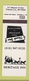 Matchbook Cover - Heritage Inn Traverse City MI