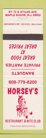 Matchbook Cover - Horsey's Restaurant horse Maple Shade NJ WEAR