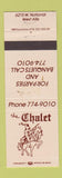 Matchbook Cover - The Chalet West Allis WI