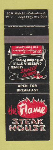 Matchbook Cover - The Flame Steak House Columbus OH