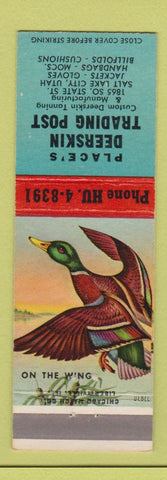 Matchbook Cover - Place's Deerskin Trading Post tanning Salt Lake City UT