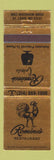 Matchbook Cover - Romine's Restaurant rooster St Louis MO GOLD