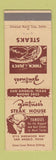 Matchbook Cover - Zentner's Steak House San Angelo TX cow