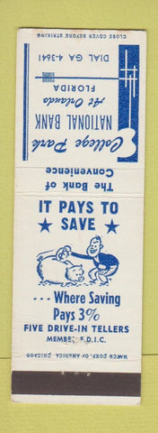 Matchbook Cover - College Park National Bank Orlando FL