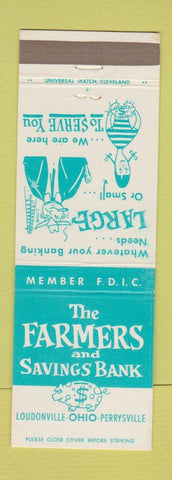 Matchbook Cover - Farmers and Savings Bank Loudonville Perrysville OH piggy bank