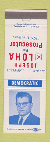 Matchbook Cover - Joseph Loha Prosecutor Steubenville OH