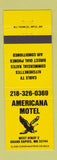 Matchbook Cover - Americana Motel Grand Rapids MN