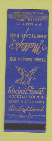 Matchbook Cover - Mully's American Bar Racine WI WORN