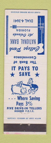 Matchbook Cover - College Park National Bank Orlando FL