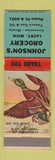 Matchbook Cover - Johnson's Grocery Texaco oil gas Lacey MI