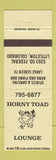 Matchbook Cover - Horny Toad Lounge Littleton Colorado  TAN