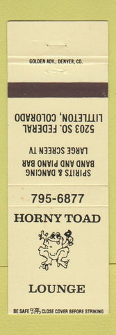 Matchbook Cover - Horny Toad Lounge Littleton Colorado  TAN