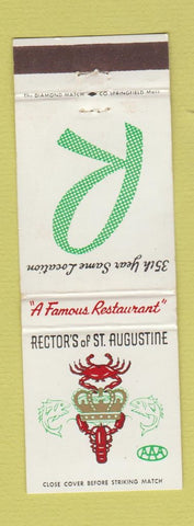 Matchbook Cover - Rector's of St Augustine FL lobster crab