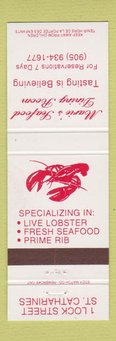 Matchbook Cover - Marie's Seafood Restaurant St Catharines ON lobster