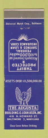 Matchbook Cover - The Augusta Building and Loan Baltimore MD
