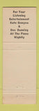 Matchbook Cover - The Grotto Eastwood Syracuse NY