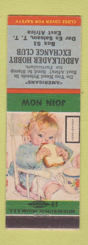Matchbook Cover - Abdulkader Hobby Exchange Club Dar Es Salaam East Africa