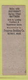 Matchbook Cover - Restokraft Mattresses Detroit MI
