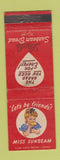 Matchbook Cover - Miss Sunbeam Laub's Bread WORN