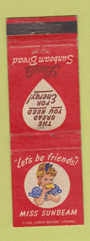 Matchbook Cover - Miss Sunbeam Laub's Bread WORN