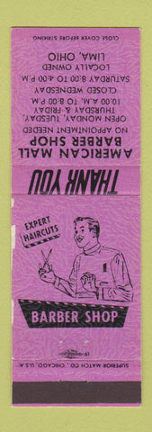 Matchbook Cover - American Mall Barber Shop Lima OH WEAR