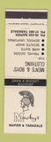 Matchbook Cover - Macky's Men's Clothes Napier Taradale New Zealand