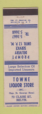 Matchbook Cover - Towne Liquor Store Brooklyn NY