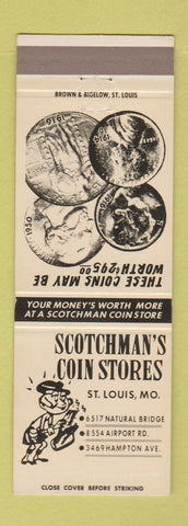 Matchbook Cover - Scotchman's Coin Stores St Louis MO