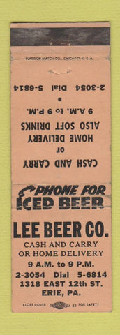 Matchbook Cover - Lee Beer Erie PA  WEAR
