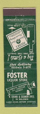 Matchbook Cover - Foster Liquor Store Baldwin NY