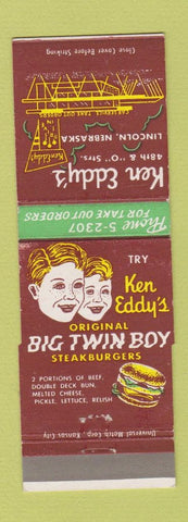 Matchbook Cover - Ken Eddy's Hamburgers Lincoln NE