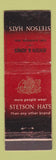 Matchbook Cover - Stetson Hats Jensen Jones Fort Atkinson WI WEAR