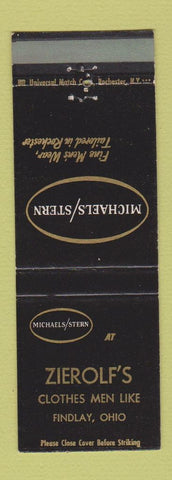 Matchbook Cover - Michaels Stern Men's Clothes Zierolf's Findlay OH