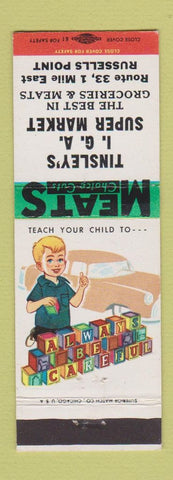 Matchbook Cover - Tinsley's IGA Grocery Russells Point OH