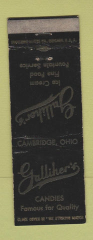 Matchbook Cover - Gulliher's Candy Fountain Cambridge OH WORN