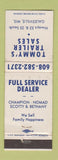 Matchbook Cover - Tommy's Trailer Sales Galesville WI WEAR