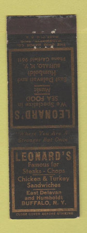 Matchbook Cover - Leonard's Restaurant Buffalo NY WEAR