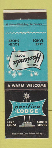 Matchbook Cover - Pacifica Lodge Lake Tahoe CA