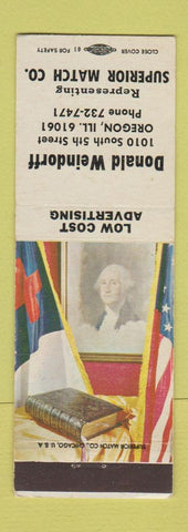 Matchbook Cover - Donald Weindorff Superior Match Oregon IL
