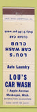 Matchbook Cover - Lou's Car Wash Muskegon MI