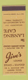 Matchbook Cover - Jim's Lounge Lansing Cafe MI TAN
